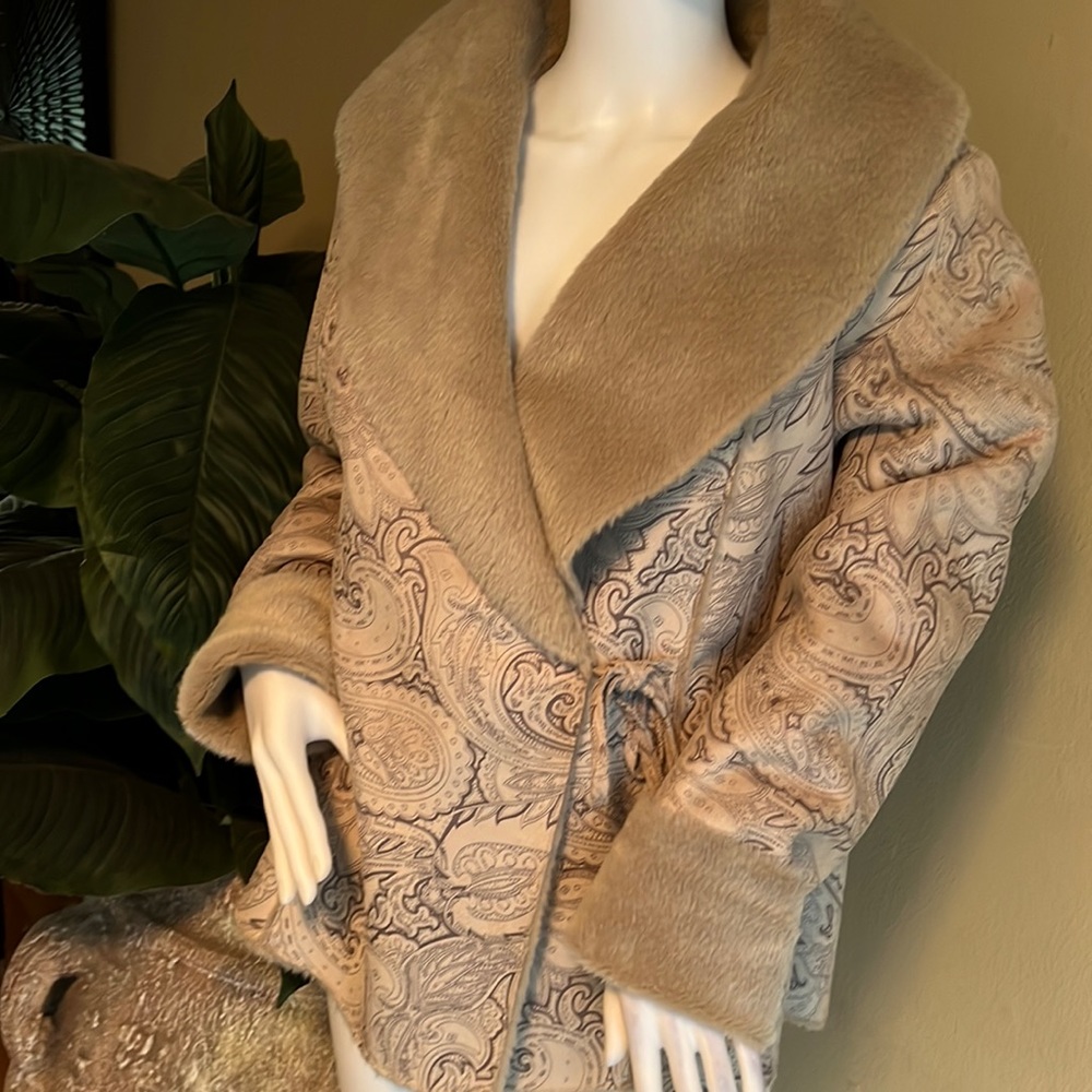 Soft printed suede like wrap jacket
